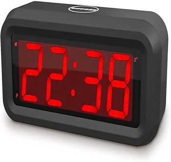 Digital Alarm Clock, Small Wall Clock, Battery Operated, 1.2 LED Large Display, 2-Level Brightness Dimmer, 12/24Hr, Snooze, 4 PCS AA Batteries Last More Than 1 Year, for Bedroom/Desk