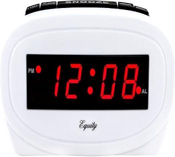 Equity by La Crosse Digital Red LED Electric Alarm Clock, White