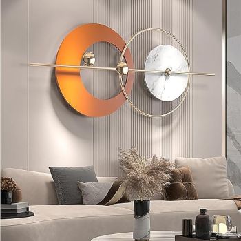 Fenuiy 3D Metal Wall Art Decor, Large Wall Decor for Living Room Modern Wall Art Decor Hanging Wall Sculptures for 3D Round Wall Decorations Artwork for Home and Office 47.3 * 19.7 Inch