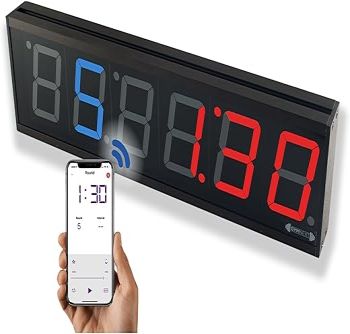 Flex Timer - Gym Edition - Bluetooth App-Controlled Wall Mounted 23 LED Gym Clock with Large 4.0 Digits for Crossfit, Tabata, HIIT, EMOM, MMA, Boxing, Interval Training, Circuits, Workouts