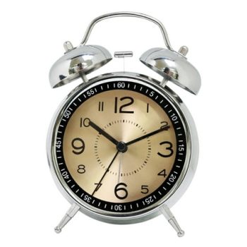 Harlier Alarm Clock, Twin Bell Galvanized Metal 4.5 Extra Loud Quartz Battery Operated with Backlight for Bedside Table, Vintage Silent Non-Ticking Old Fashioned Decorative Desk Clocks