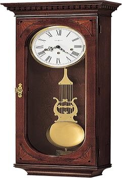 Howard Miller Lewis Wall Clock 613-637 – Windsor Cherry Home Decor with Mechanical, Key-Wound Triple-Chime Movement