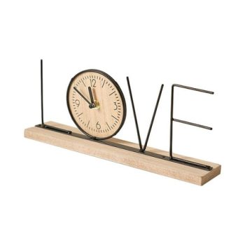 Kokiya Desk Clock Table Clock Classic Antique Wooden Clock Metal Clock for LOVE