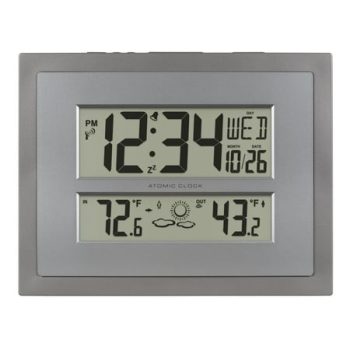 La Crosse Technology Atomic Digital Gray & Silver Contemporary Clock, 512-85937-Int