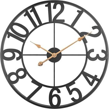 Large Oversized Wall Clocks, 30 inch Modern Battery Operated Wall Clocks Silent Non Ticking, Decorative Metal Analog Clock for for Living Room, Bedroom, Dining Room, Patio (Black)