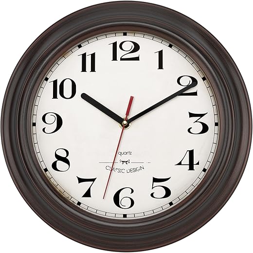 Lumuasky Retro Wall Clock, 12 Inch Vintage Silent Non-Ticking Round Quartz Decorative Clock for Living Room Kitchen Bedroom Office School-Battery Operated