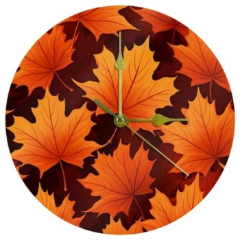 Maple leaf Acrylic Circular Wall Clock - Elegant Timepiece for Home Decor - Modern Design, Silent Sweep Movement - 200 Characters