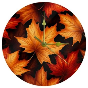 Maple leaf Circular Acrylic Wall Clock - Stylish Timepiece for Modern Decor