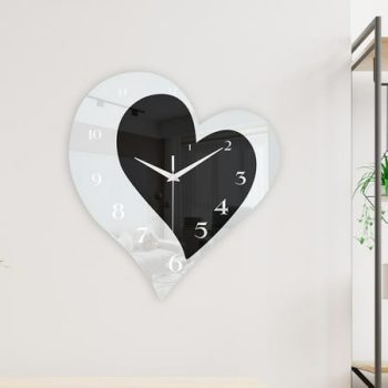 Menolana Acrylic Heart Shaped Wall Clock Decorative Wall Art Modern 30x27cm Wall Decoration Silent Non Ticking for Kitchen Lightweight