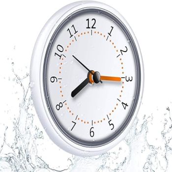 Mini Shower Clock Waterproof IP24 Wall Clock Suction Cup Bathroom Clock Acrylic Face Suction Clock for Shower Washroom Kitchen (1pc)