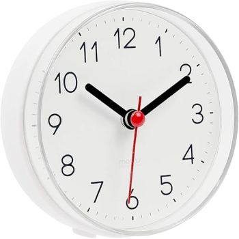 mooas 2WAY Silent Waterproof Bathroom Clock, Shower Clock, Wall Clock, Silent Non-Ticking Battery Operated, Suction Cup Wall Clock, Kitchen Clock (White)