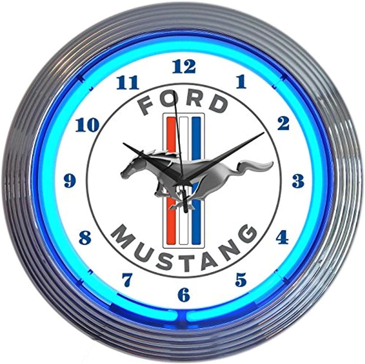 Neonetics Ford Mustang Blue Neon Wall Clock, 15