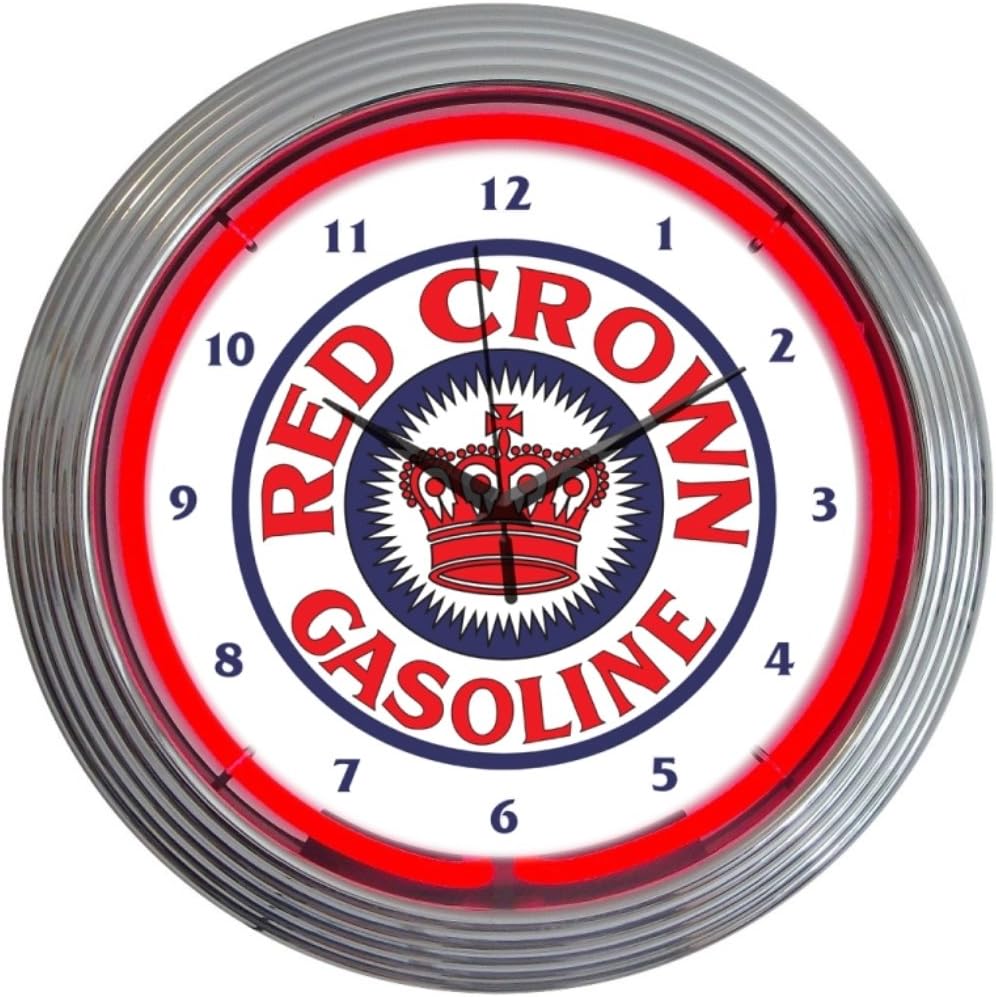 Neonetics Red Crown Gasoline Neon Wall Clock, 15-Inch