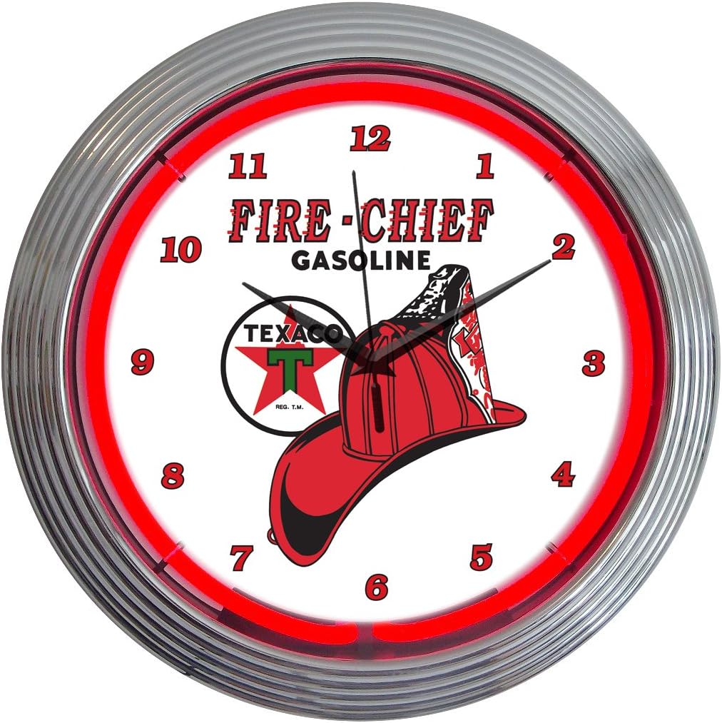 Neonetics Texaco Fire Chief Neon Wall Clock, 15-Inch