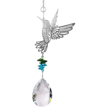 NeveLance Crystal Glass Prism Hummingbird Suncatcher, Perfect Home or Garden Decor, Hangs Beautifully, Creates Rainbow Effects