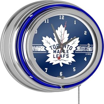 NHL Chrome Double Rung Neon Clock - Toronto Maple Leafs