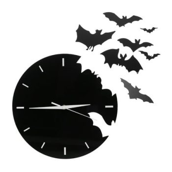 NUOLUX 1 Set of Creative Bat Shaped Wall Hanging Clock Wall Decors Wall Clock with Stickers