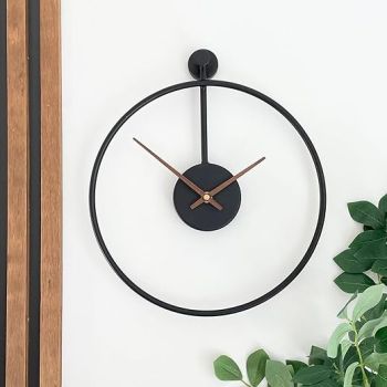 OAKOA Modern 12 Inch Silent Wall Clock - Black Metal Clock for Living Room, Bathroom, Kitchen, Office, Minimalist Decor