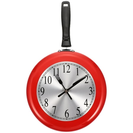 Pan Wall Clock Clocks Griddle Household Stainless Steel Saucepan for Home Frying Flat Skillet