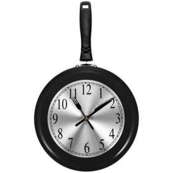 Pan Wall Clock Creative Mute Design Flat Skillet Griddle Frameless Stainless Steel