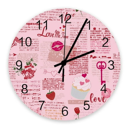 Red Heart Shaped Flowers Branches Art Wall Clocks Silent Home Cafe Office Wall r Clocks for Kitchen Art Large Wall Clocks