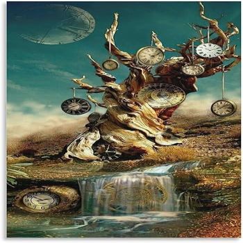 Salvador Dali Surrealism Clock Tree Paintings on Canvas Poster Prints Abstract Poster Decorative Painting Canvas Wall Art Living Room Posters Bedroom Painting 16x24inch(40x60cm)