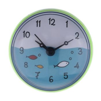 Small Suction Clock, Wall Clock, Bathroom Suction , Refrigerator Clock, Living Room Clock - Green, 75x35mm