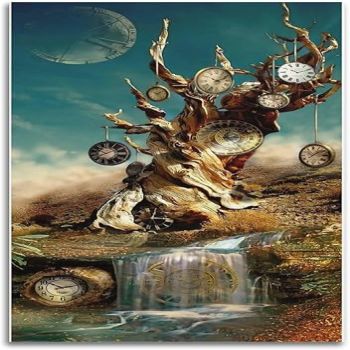 Surrealism Poster Salvador Dali Clock Tree Poster Decorative Painting Canvas Wall Art Poster Decorative Painting Canvas Wall Art Living Room Posters Bedroom Painting 12x18inch(30x45cm) Unframe-style