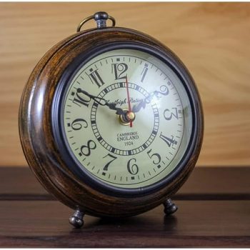 Thomson Handicraft Vintage Antique Style Wooden Glass Handmade Table/Desk Clock for Home