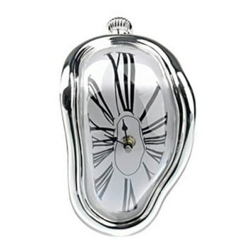 Tiyuyo Melting Clock Modern Surrealistic Shelf Decor Distorted Clock (Silver)