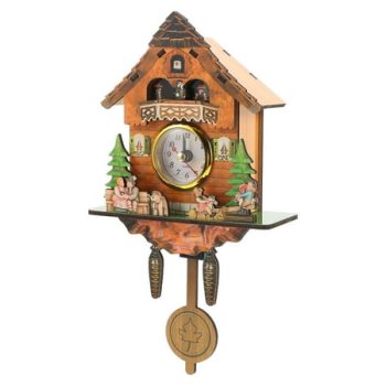 Unique House-shaped Wall Clock Wooden Wall Clock for Living Room Bedroom Study