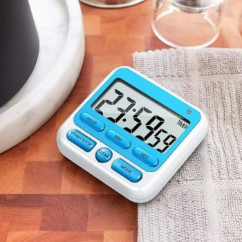 Vocy Alarm Clock Digital Screen Kitchen Timer Large Display Digital Timer Square Cooking Count up Countdown Alarm Clock Sleep Stopwatch Clock Blue