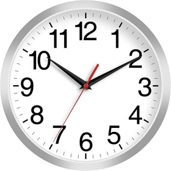 Wall Clock, Modern 8 Inch Battery Operated Wall Clocks, Silent Non Ticking Small Analog Clock for Living Room, Office, Home, Bedroom, Kitchen, Bathroom(Silver)