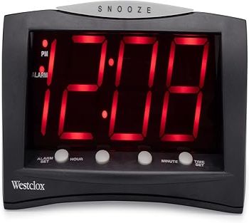 Westclox 66705 Large LED Alarm Clock, Red Display