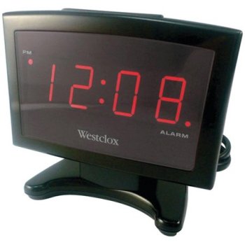 Westclox 70014A Plasma 0.9 Red LED Display Alarm Clock, Black Case, Each