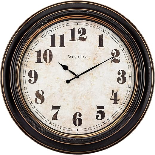 Westclox Traditional Large Wall Clock Battery-Operated Clock for Living Room, Bedroom, Office | Ideal Housewarming Gift (20 Inch, Black-Brown)