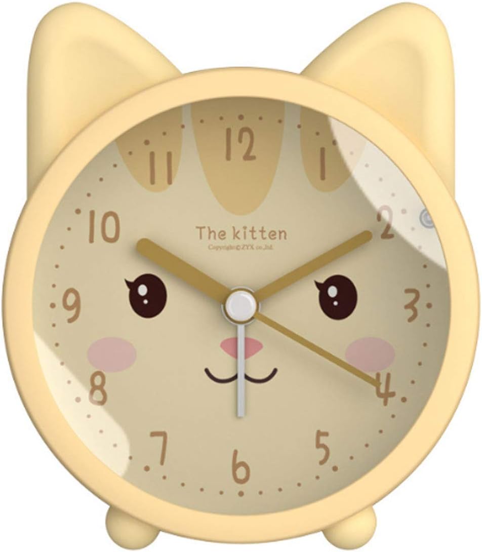 3 Cartoon Animal Alarm Clock Silicon Analog Silent Non Ticking Backlight Desk Clock