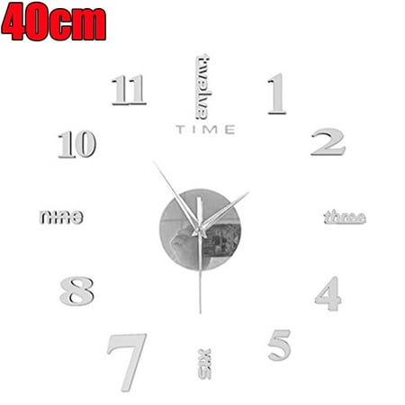 3D Frameless Wall Clock, 3D Mirror Wall Clock Large Wall Stickers for Living Room Bedroom Home Decor