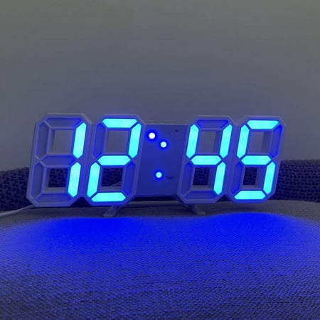 3D LED Digital Wall Clock Sound Control Table Desk Alarm Clock W/ 3 Auto Adjustable Brightness Snooze