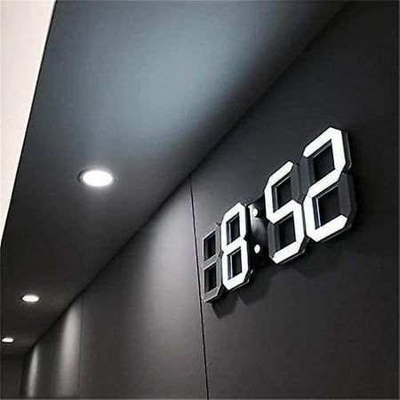 3d Led Wall Clock, Modern Digital Alarm Clock For Home, Kitchen, Office, Bedside Table, Wall Clock, 24 Or 12 Hours Display - XINGJIU