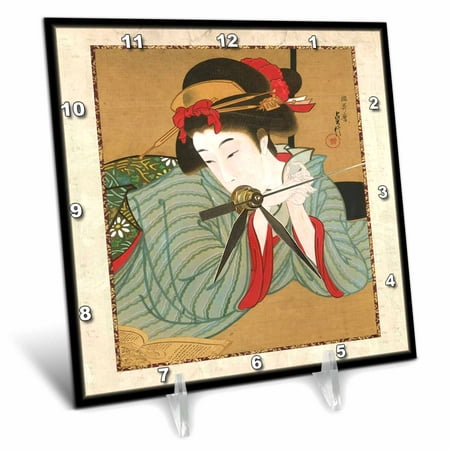 3dRose 1850 Japanese Portrait Painting Of Woman, Desk Clock, 6 by 6-inch