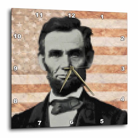 3dRose Abraham Lincoln - President Abraham Lincoln, designed using a cool pixel effect - Wall Clock, 13 by 13-inch