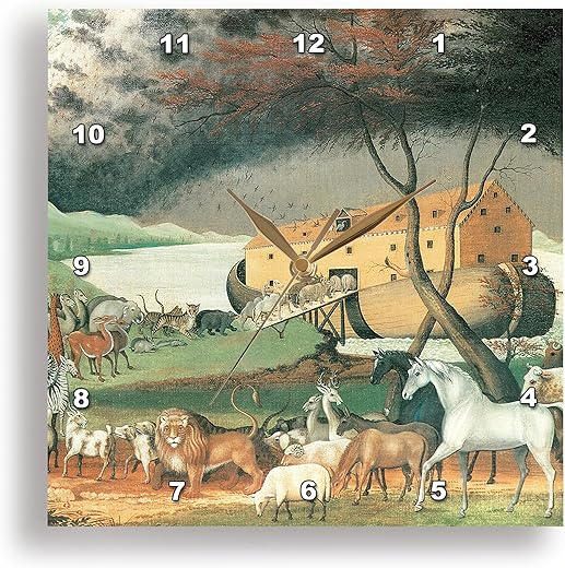 3dRose DPP_126877_1 Noahs Ark by Edward Hicks American Art Wall Clock, 10 by 10-Inch