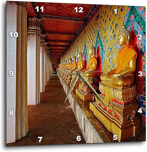 3dRose dpp_70818_1 Line of Buddhas, Wat Arun, Bangkok, Thailand-As36 Aje0100-Adam Jones-Wall Clock, 10 by 10-Inch