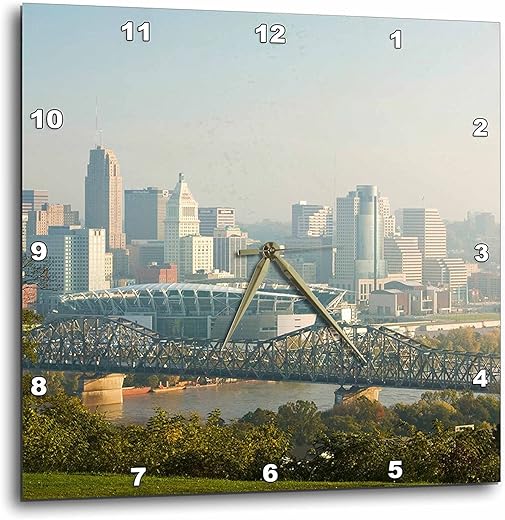 3dRose DPP_94134_3 USA, Ohio, Cincinnati Morning City View-US38 WBI0030-Walter Bibikow-Wall Clock, 15 by 15-Inch