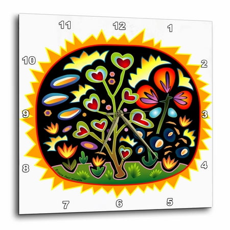 3dRose Funky Garden - Wall Clock, 10 by 10-inch