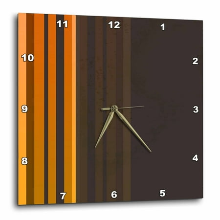 3dRose Funky Retro Stripes Orange - Wall Clock, 15 by 15-inch