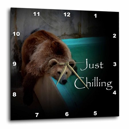 3dRose Grizzly Bear by pool - Wall Clock, 10 by 10-inch