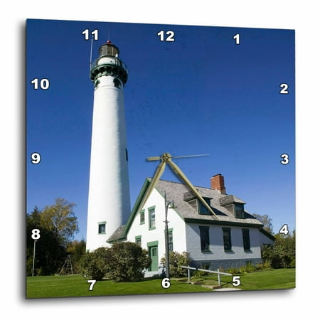 3dRose Michigan, Lake Huron, Presque Isle Lighthouse - US23 WBI0151 - Walter Bibikow - Wall Clock, 15 by 15-inch