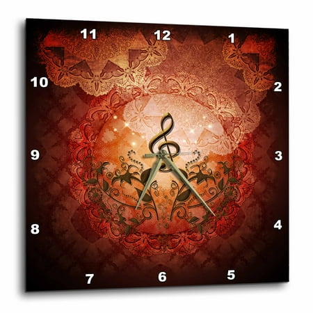 3dRose Music clef in wonderful antique design - Wall Clock, 15 by 15-inch